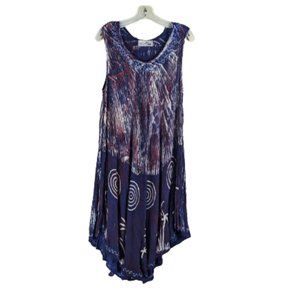 Torch Honolulu Hawaii Sleeveless Beach Beaded Neck&Trim midi Dress Free size